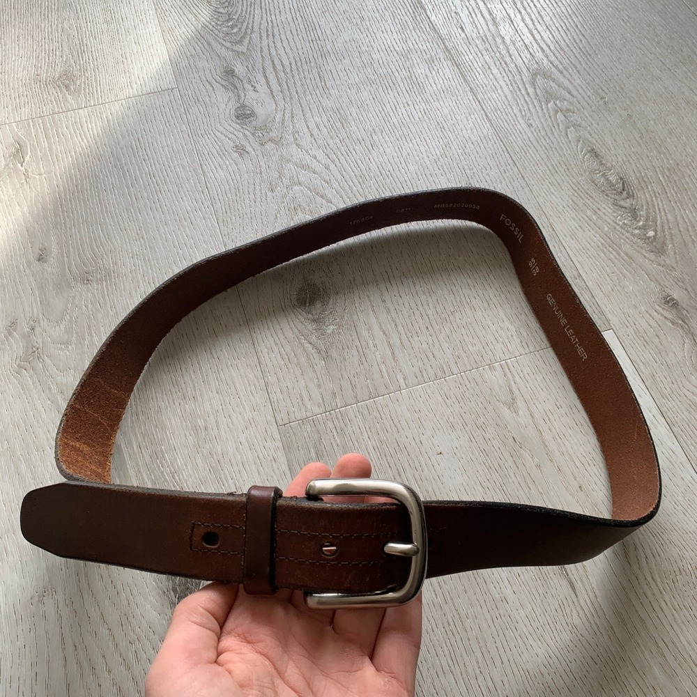 FOSSIL Men's‎ Brown Genuine Leather Belt, Classic Buckle, Casual/Dress, Size 38